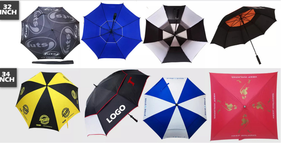Toldo modificado para requisitos particulares del doble de Logo Windproof Fiberglass Golf Umbrella