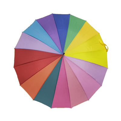 Manija de madera del eje de madera del paraguas del arco iris de 16 colores