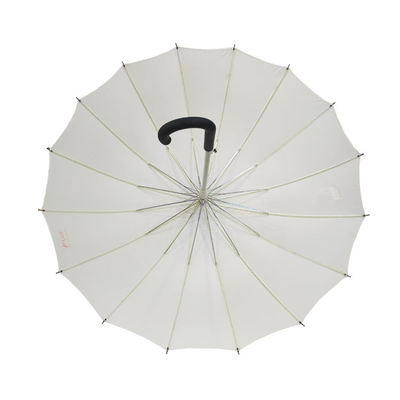 Paraguas largo del paraguas de 16 costillas del palillo blanco abierto auto del color