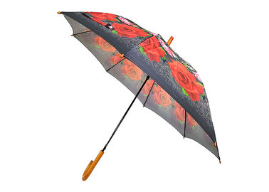 El negro abierto personalizado DIY del paraguas del palillo del auto con rojo crea para requisitos particulares