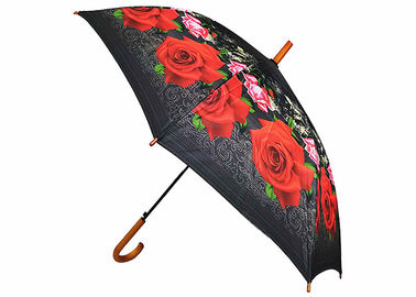 El negro abierto personalizado DIY del paraguas del palillo del auto con rojo crea para requisitos particulares