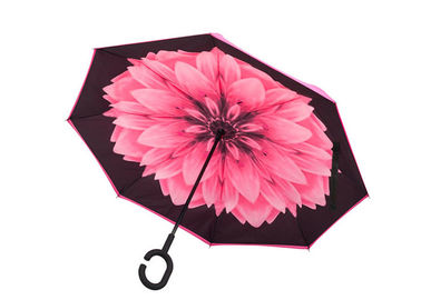 Paraguas formado C clásico del paraguas de la manija de las mujeres rosadas para el tiempo del brillo de la lluvia