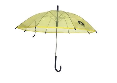 Manija plástica clara del gancho del POE Materails del amarillo del paraguas de los niños compactos