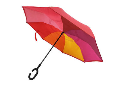 Paraguas invertido plegable plegable recto, manija formada C reversa del paraguas del coche