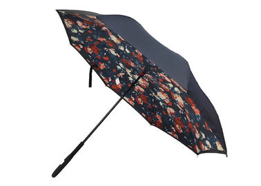 Nuevo manual reverso a prueba de viento invertido abierto, 0.45g peso, manija del diseño floral del paraguas de C