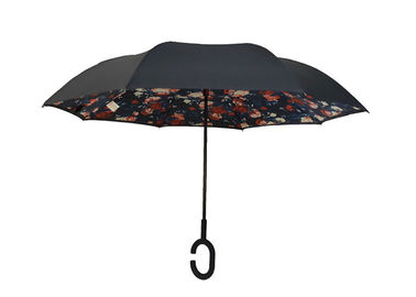 Nuevo manual reverso a prueba de viento invertido abierto, 0.45g peso, manija del diseño floral del paraguas de C