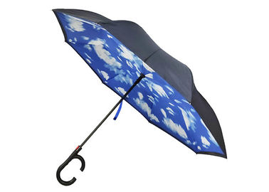 8 el paraguas invertido a prueba de viento de la pongis 190T del panel para la fibra de vidrio de la manija del coche provee de costillas el marco