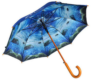 Impresión promocional de Digitaces de los paraguas del golf del marco de madera 23 pulgadas de auto abierto