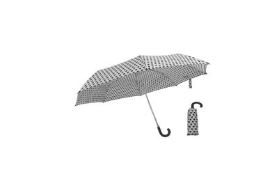 Paraguas plegable ligero, manija de aluminio del marco J del paraguas de tres dobleces