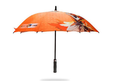 Los paraguas a prueba de viento fuertes del golf modificaron la impresión de la transferencia de calor para requisitos particulares del logotipo