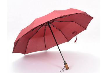 Marco reforzado manija de madera plegable a prueba de viento automático ligero del paraguas