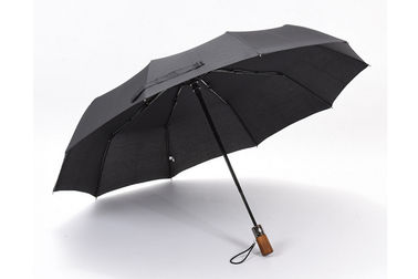 Marco reforzado manija de madera plegable a prueba de viento automático ligero del paraguas