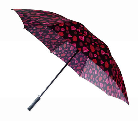 Paraguas rojo del labio de 8m m del eje plegable del metal para las mujeres