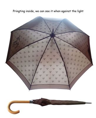 Paraguas de madera del golf del acuerdo de la tela de la pongis de la manija de J
