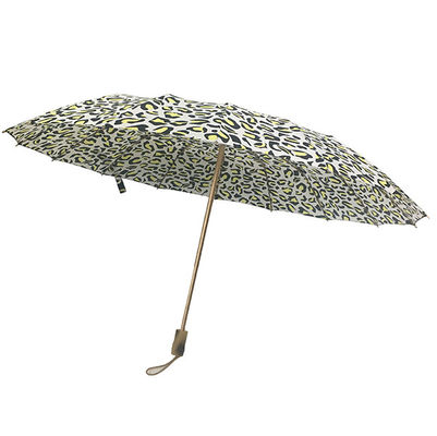 Paraguas plegable abierto de 16 costillas del marco 3 del manual de aluminio de oro de la sección