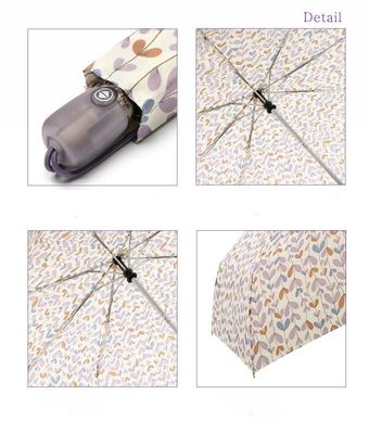 Paraguas plegable de la hoja del modelo 8m m del eje colorido del metal para las mujeres