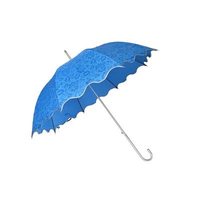 Paraguas recto del eje de aluminio de la tela del telar jacquar de la pongis de UPF