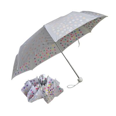 SGS del paraguas del doblez de la tela 3 de la pongis del eje del metal con los puntos coloridos