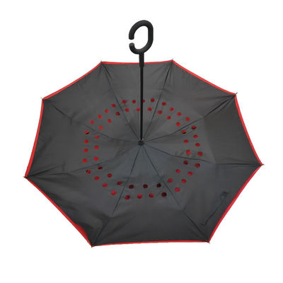 Paraguas irrompible invertido de la tormenta de la capa doble con la manija del gancho de C