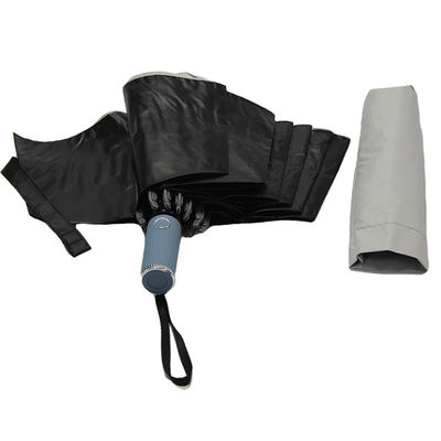 Cierre abierto auto plegable del paraguas de la capa tres ULTRAVIOLETA negros para las mujeres