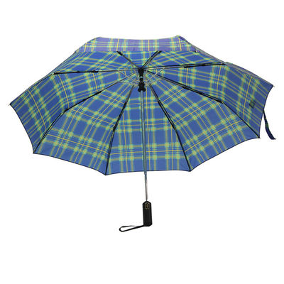 Paraguas plegable del paraguas tres verdes cercanos abiertos automáticos de la rejilla de la raya para los hombres