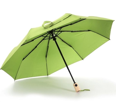 21&quot; paraguas plegable automático de la manija de x8k de las costillas dobles de bambú de la fibra de vidrio