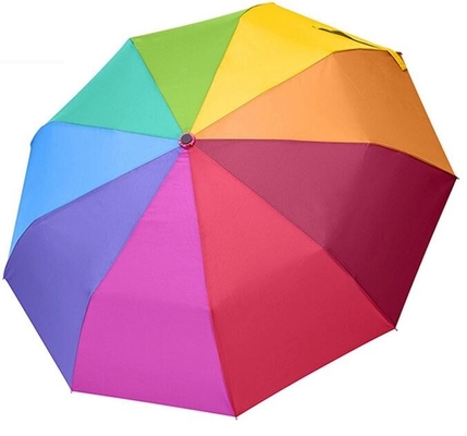 Paraguas abierto del SGS y cerrado auto del color del arco iris de las costillas de la fibra de vidrio
