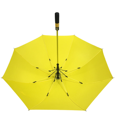 Paraguas grande del golf del tamaño del color de la fibra de vidrio de la pongis amarilla del eje para los hombres
