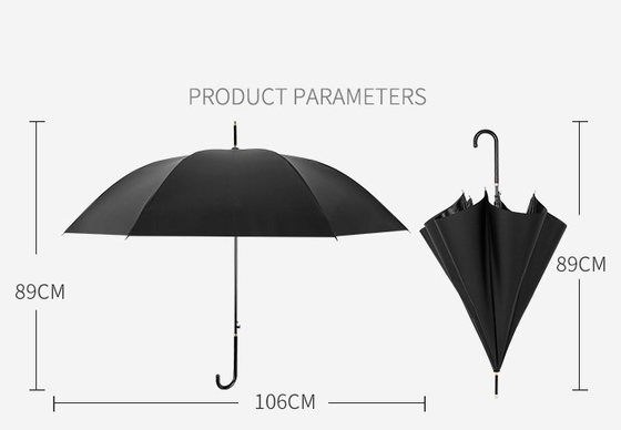 Paraguas largo de la lluvia de la pongis del diámetro el 105CM para las señoras