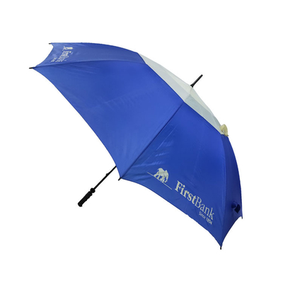 Paraguas a prueba de viento del golf de la fibra de vidrio de la prenda impermeable de BSCI