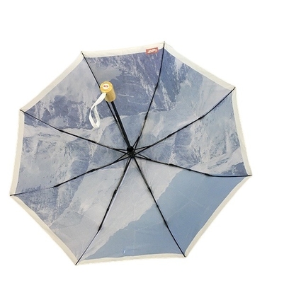 Digitaces que imprimen el paraguas plegable a prueba de viento del marco metálico con la manija de bambú
