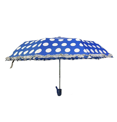 Poliéster abierto auto 190T Dot Umbrella With Ruffle Edge de las señoras del SGS