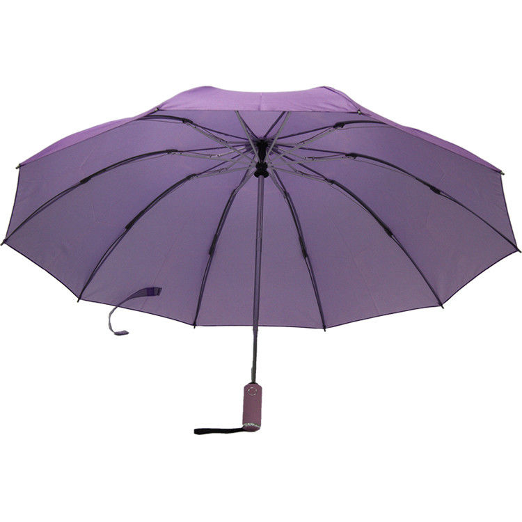 BSCI aprobó cierre abierto auto plegable de la prenda impermeable púrpura del color del paraguas tres
