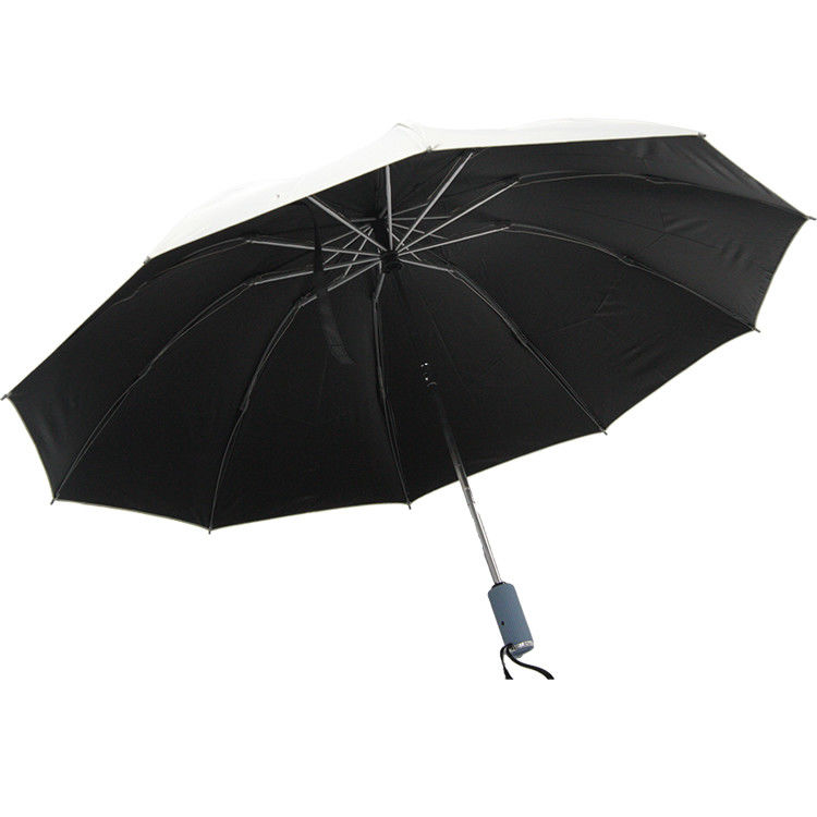 Cierre abierto auto plegable del paraguas de la capa tres ULTRAVIOLETA negros para las mujeres