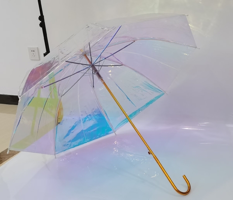 Abierto automáticamente Paraguas transparentes Sueño romántico hermoso color aurora paraguas transparentes