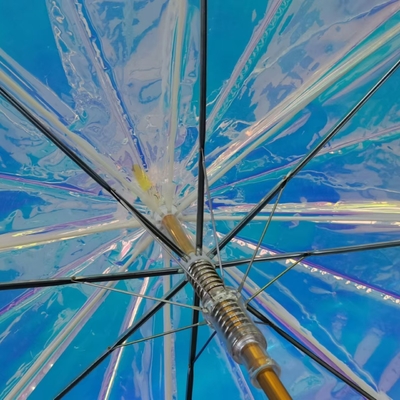 Abierto automáticamente Paraguas transparentes Sueño romántico hermoso color aurora paraguas transparentes