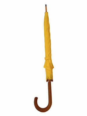 de alta calidad 23 pulgadas Windproof Auto Open Stick Paraguas con eje de madera y fibra de vidrio