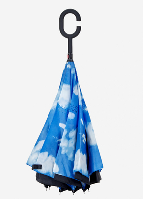 Paraguas a prueba de viento reversibles con mango de goma