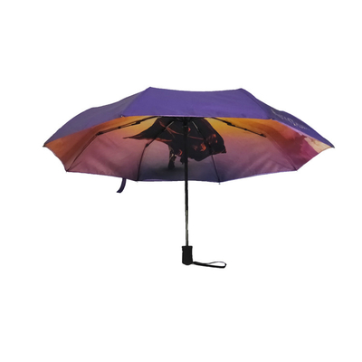 Paraguas de viaje a prueba de viento automático con logotipo personalizado Impresión digital brillante personalizada