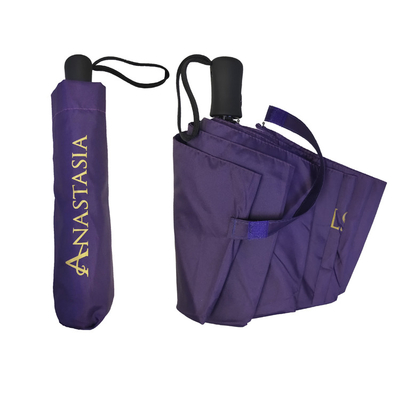 Paraguas de viaje a prueba de viento automático con logotipo personalizado Impresión digital brillante personalizada