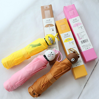 Adorables paraguas plegables para niños con mango de goma de dibujos animados