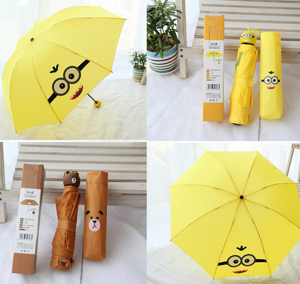Adorables paraguas plegables para niños con mango de goma de dibujos animados