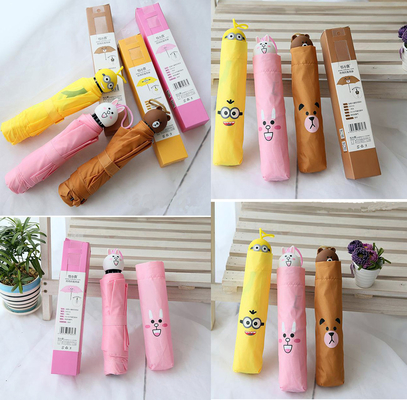 Adorables paraguas plegables para niños con mango de goma de dibujos animados
