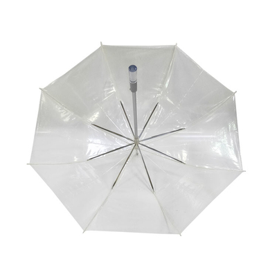 Paraguas transparentes para lluvia costillas de fibra de vidrio y diseño personalizado 23 pulgadas con eje de aluminio