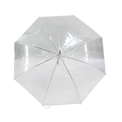 Paraguas transparentes para lluvia costillas de fibra de vidrio y diseño personalizado 23 pulgadas con eje de aluminio