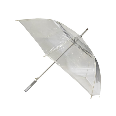 Paraguas transparentes para lluvia costillas de fibra de vidrio y diseño personalizado 23 pulgadas con eje de aluminio
