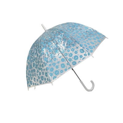 23 pulgadas de transparente sombrilla de lluvia con paquete personalizado y el eje de fibra de vidrio