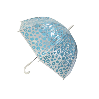 23 pulgadas de transparente sombrilla de lluvia con paquete personalizado y el eje de fibra de vidrio