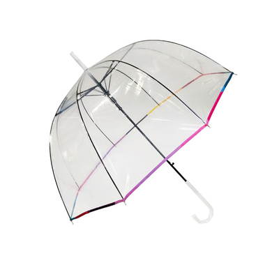 PVC transparente en forma de cúpula sombrilla de lluvia con costillas de fibra de vidrio 23 pulgadas logotipo personalizado