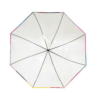 PVC transparente en forma de cúpula sombrilla de lluvia con costillas de fibra de vidrio 23 pulgadas logotipo personalizado